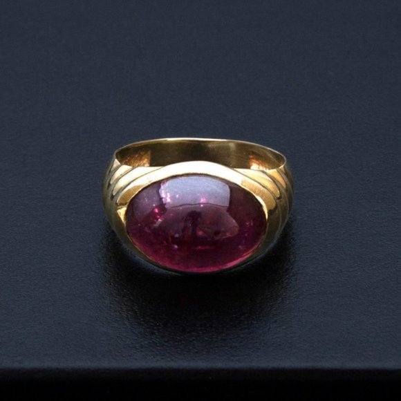 14K Gold Natural Tourmaline Ring, Vintage Custom Made Jewelry, Size 7.25 - Picture 4 of 8